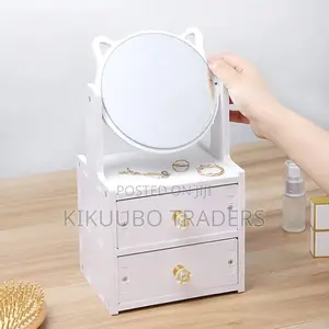 Make-Up Mirror Storage With Drawer Organizer Cosmetic Box