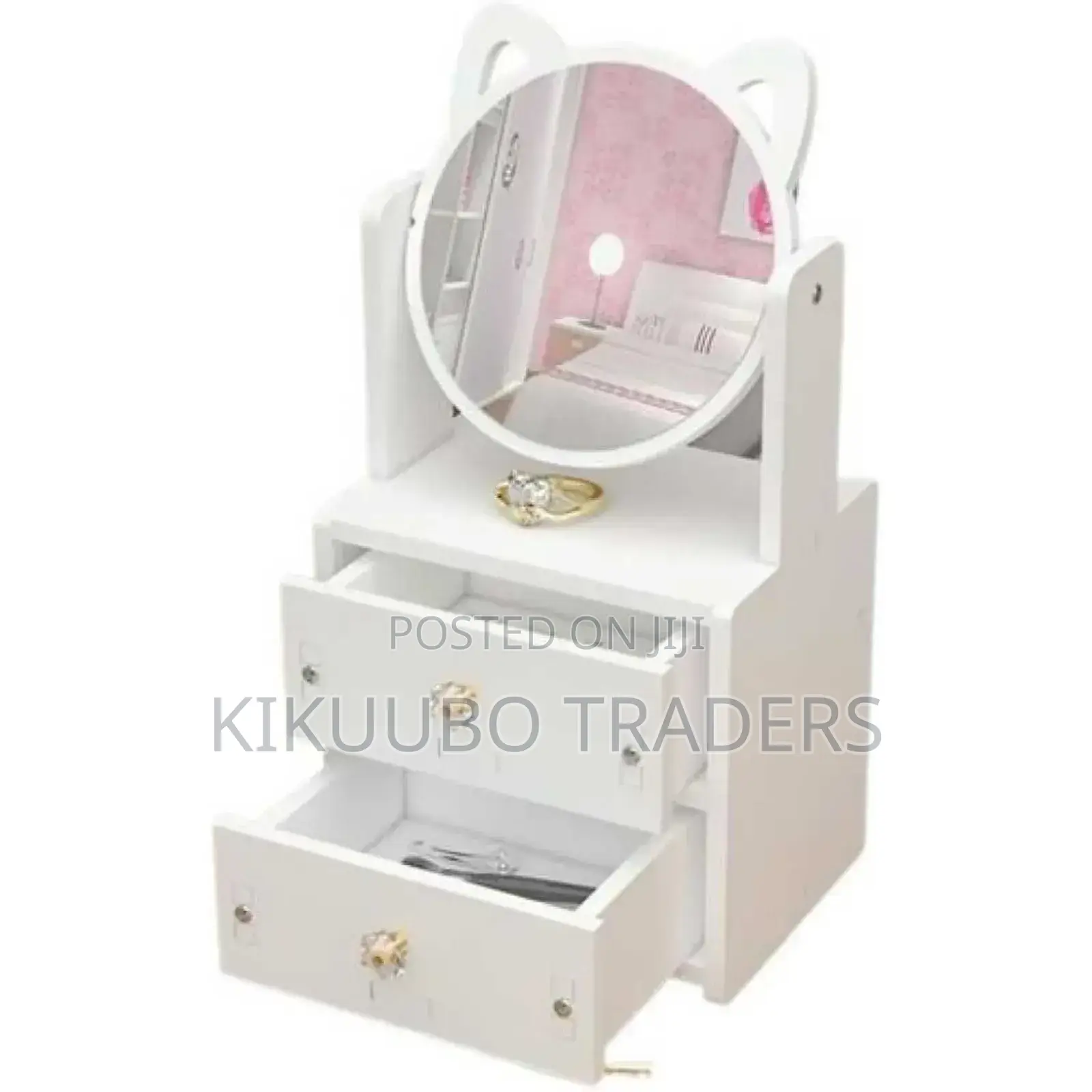 Make-Up Tabletop Mirror With Storage Drawer Organizer