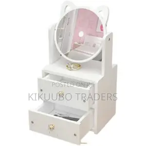 Make-Up Tabletop Mirror With Storage Drawer Organizer