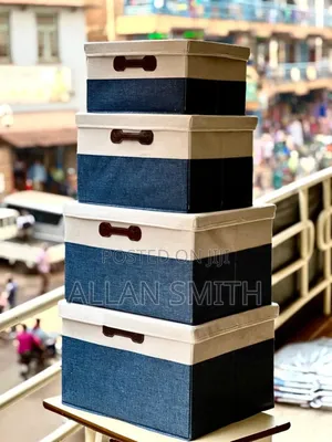 Navy Blue Cloth Storage Boxes