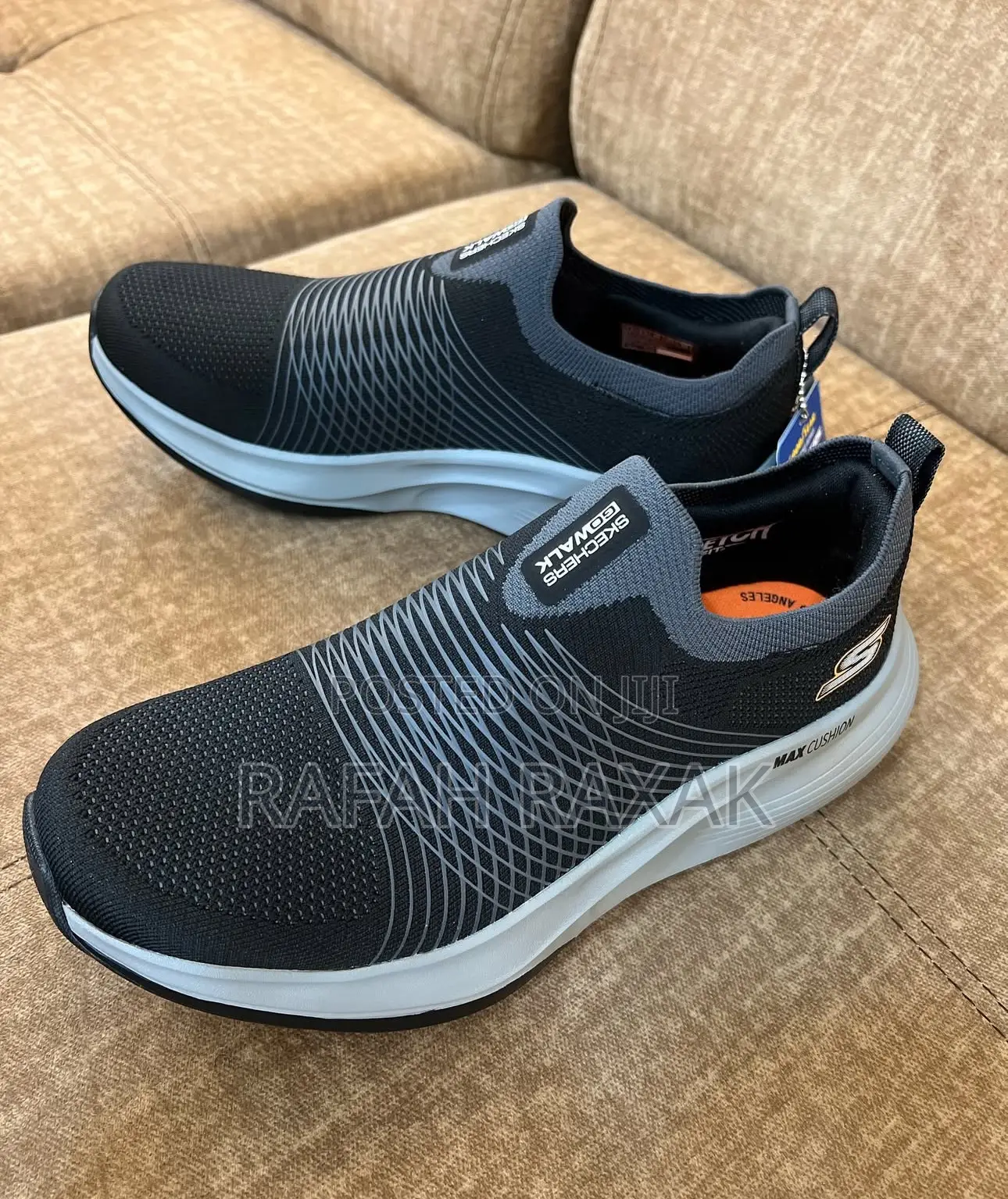 Black/Grey Skechers Go Walk Max Walker Laceless Sneakers