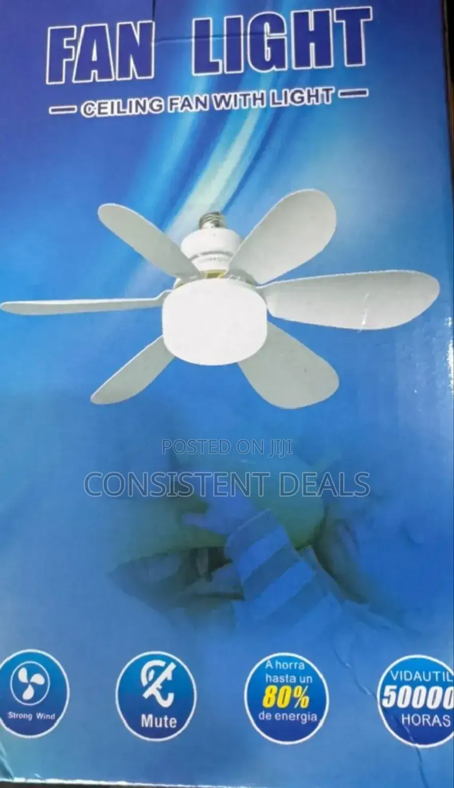 Socket Fan Light With Dimmable Led Light Bulb With Remote