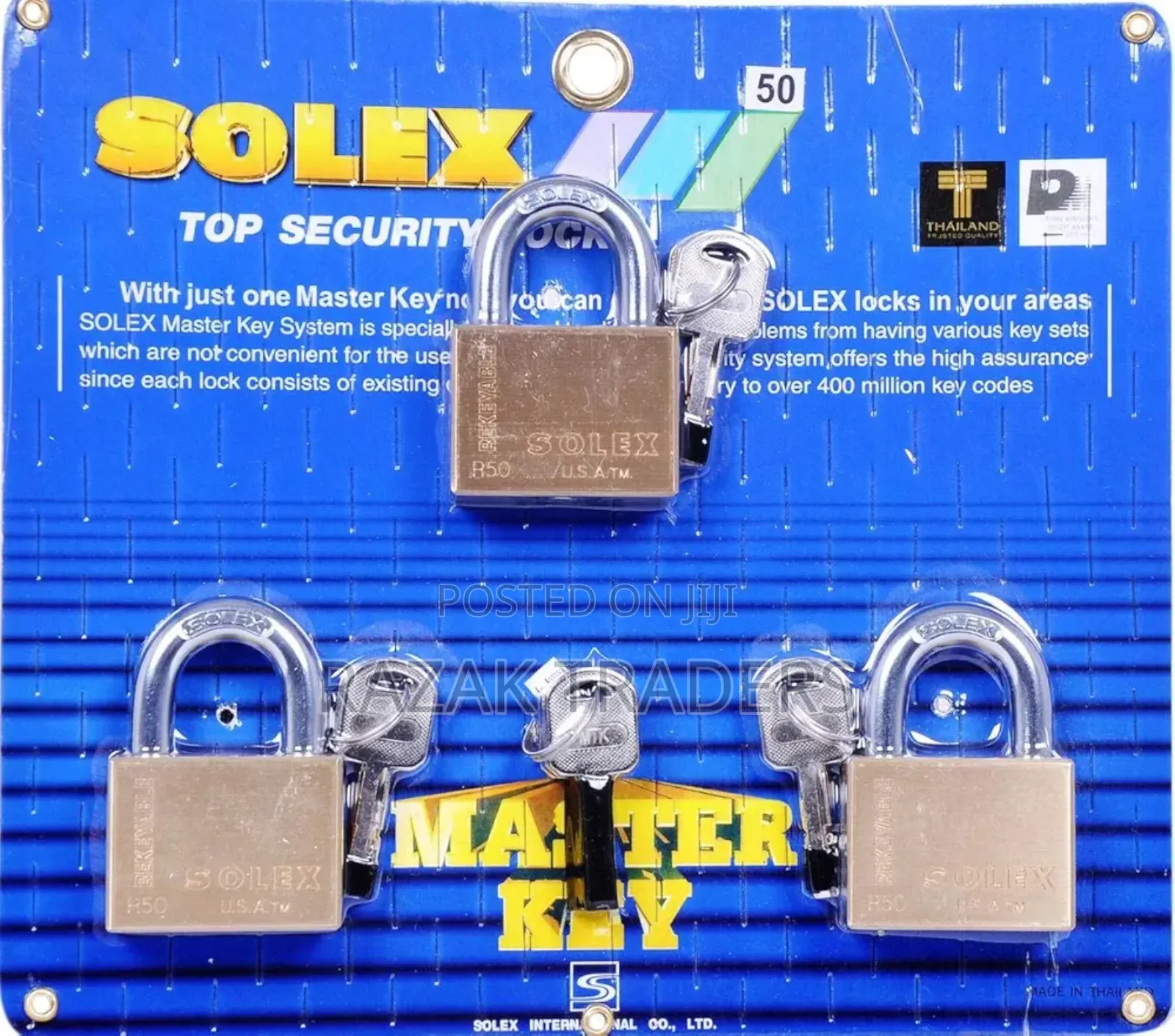 Solex 3pc Master Key Set Brass 50mm