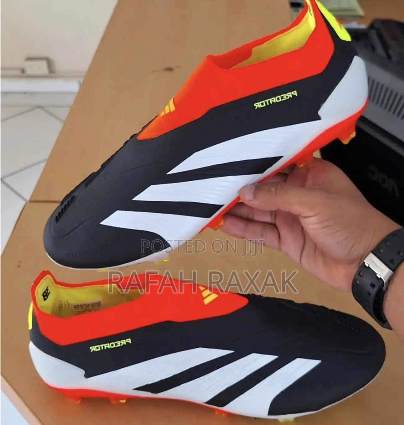 Black/Orange Adidas Predator Elite Laceless FG Football Boot