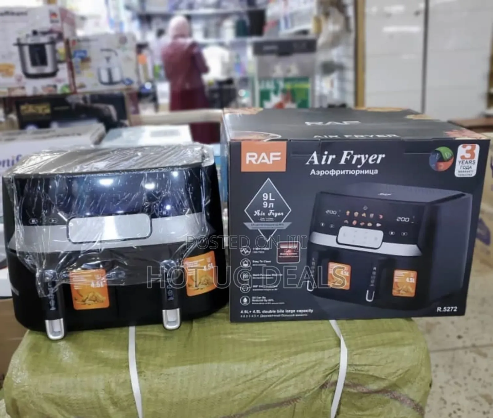 9LRAF Double Oil Free Airfryer 4.5L +4.5l-Black