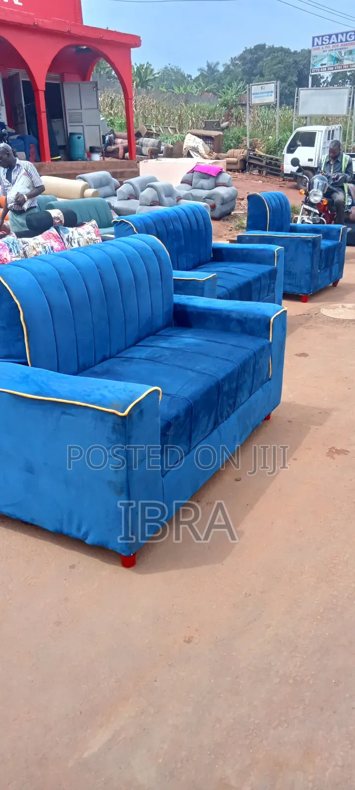A Blue Five Seated Sofa