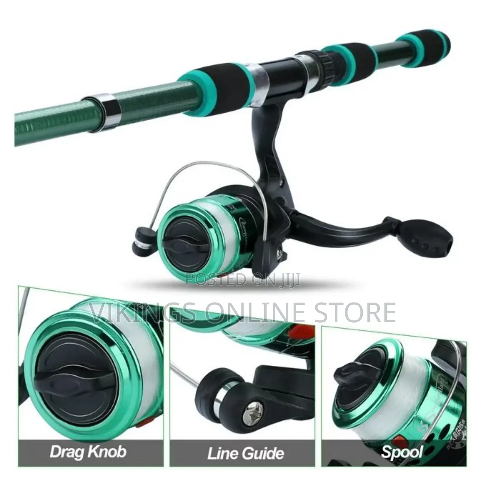 Short F-ishing Gear F-ishing Rod And Reel 1.8 Meters - Green