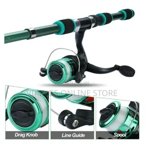 Short F-ishing Gear F-ishing Rod And Reel 1.8 Meters - Green