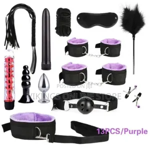 13 Pieces of SM PU Leather Fetish Bondage Kit - Purple
