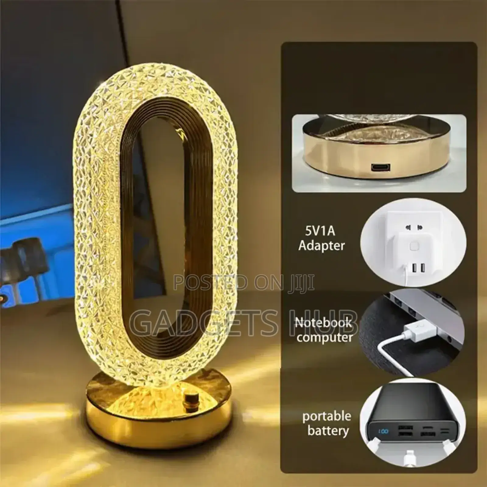 Luxury USB Crystal Bedside Led Night Light Table Lamp