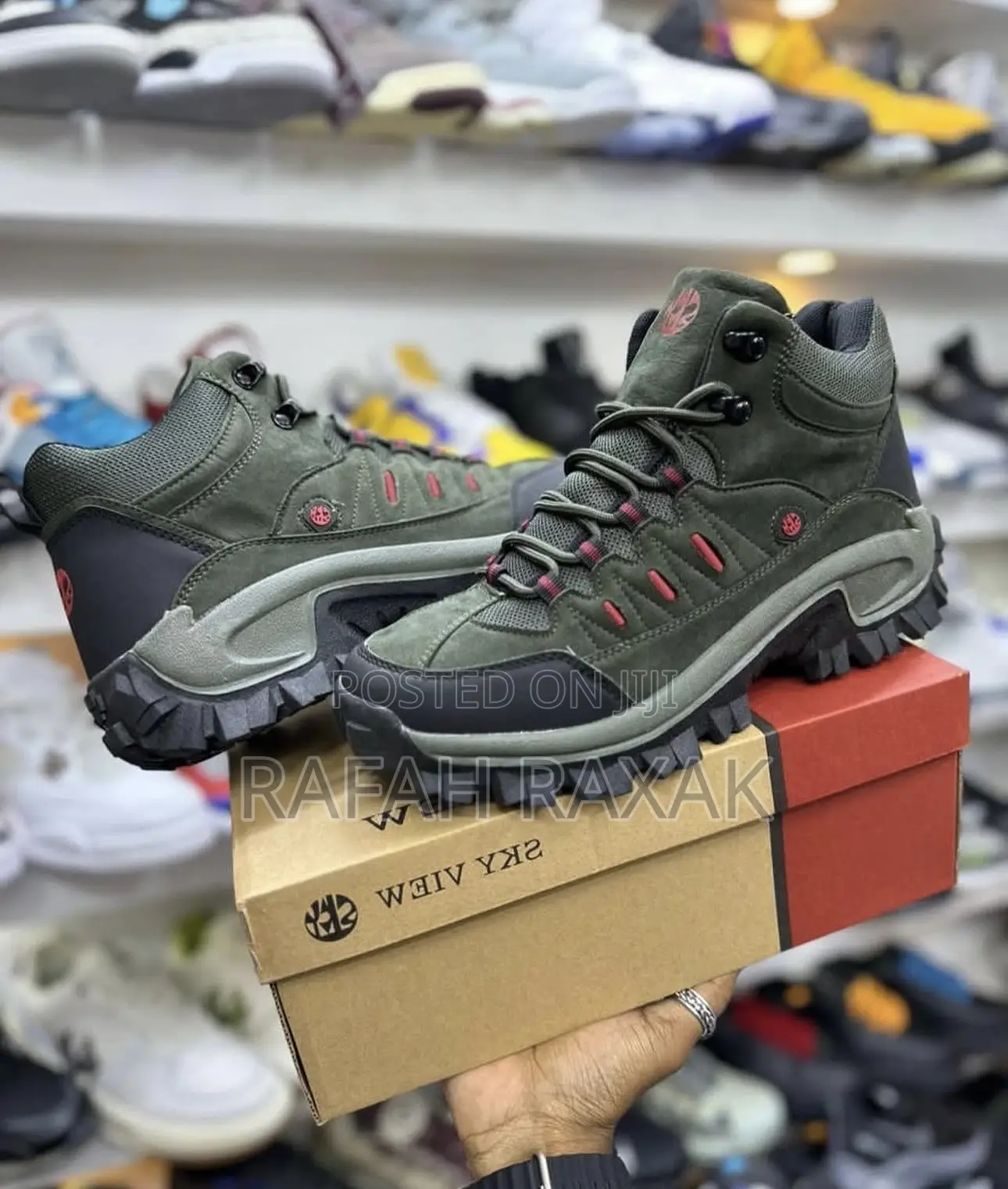 Men’S Classic Green Sky View Casual Ankle Hiking Boots