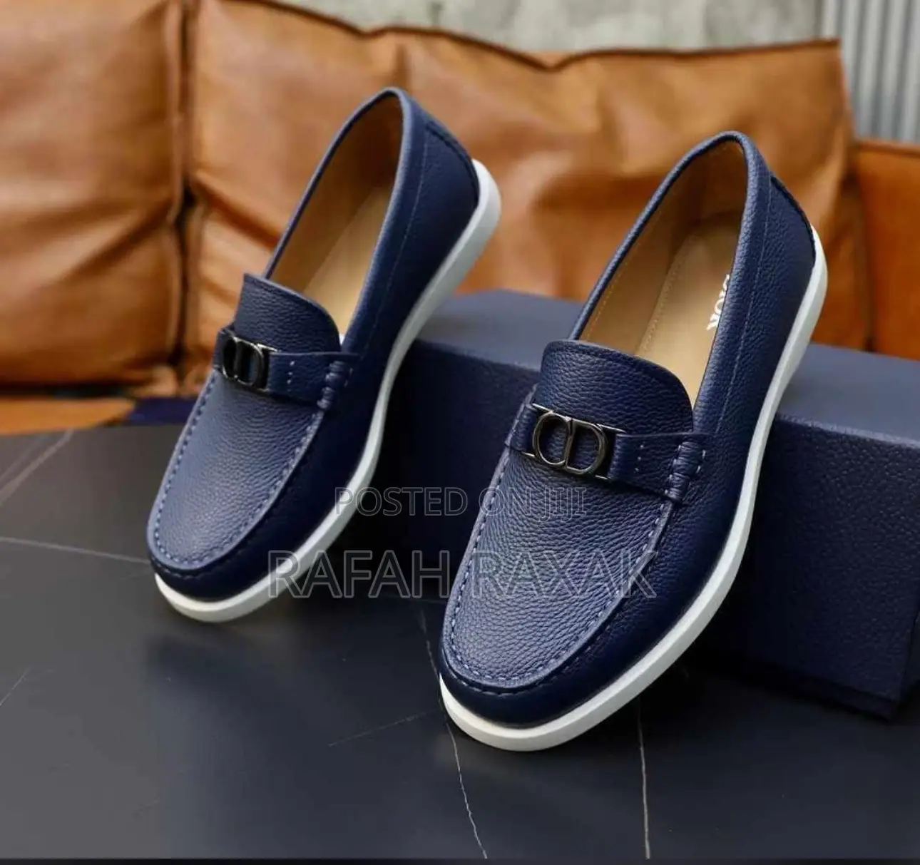 Original Men’S Navy Blue Smart Casual Christian Dior Loafers