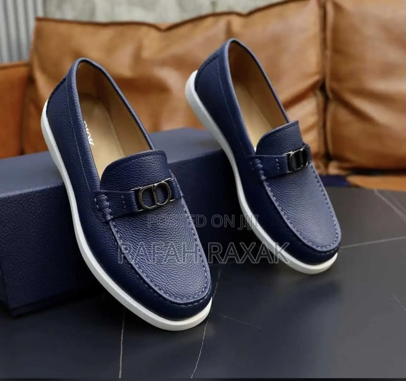 Original Men’S Navy Blue Smart Casual Christian Dior Loafers