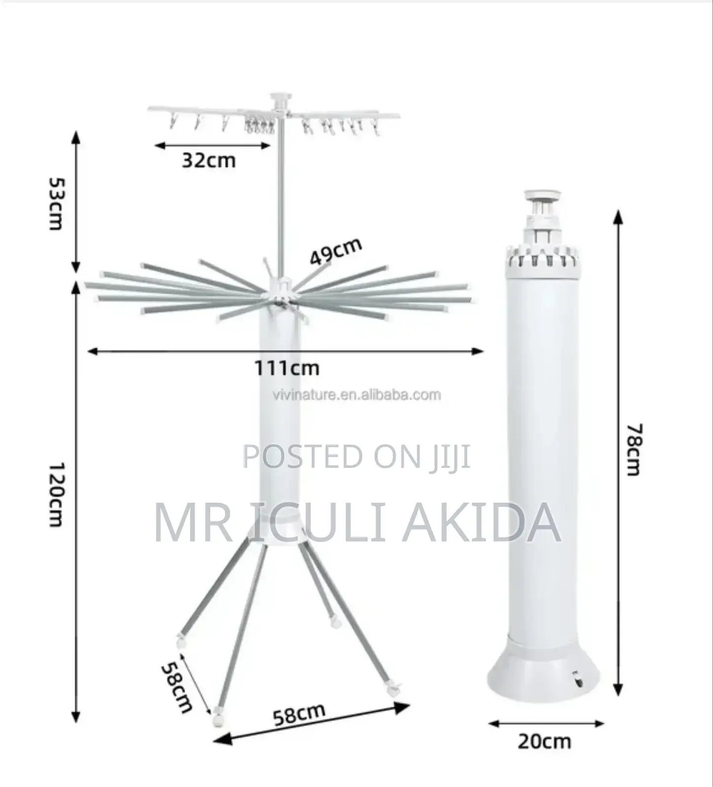 Foldable 3600rotate Alumnium Collapsible Tripod Clothes Rack