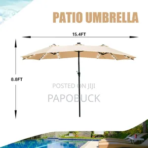 15 Ft Double-Sided Patio Umbrella With 48 Lights