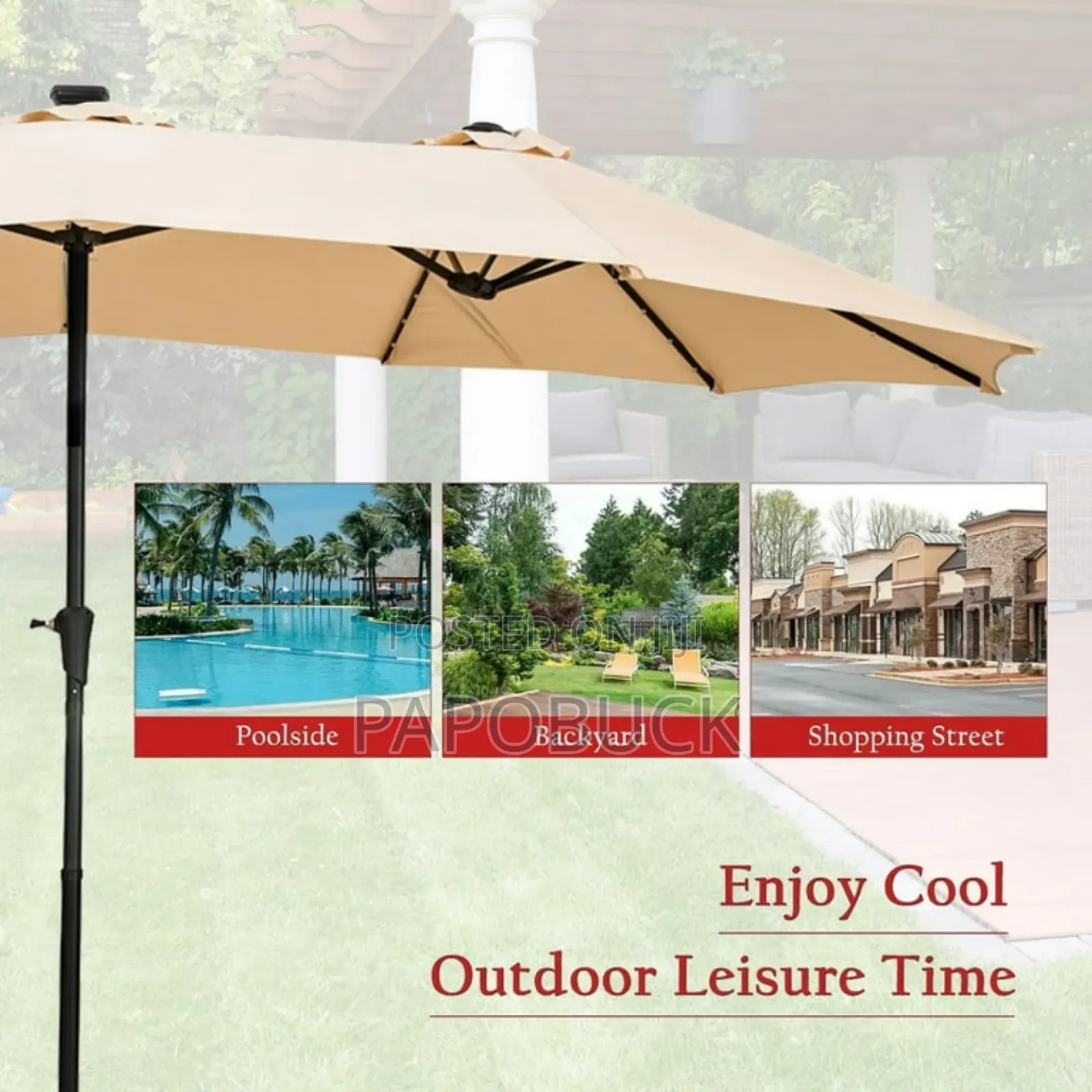 15 Ft Double-Sided Patio Umbrella With 48 Lights