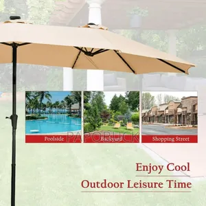15 Ft Double-Sided Patio Umbrella With 48 Lights