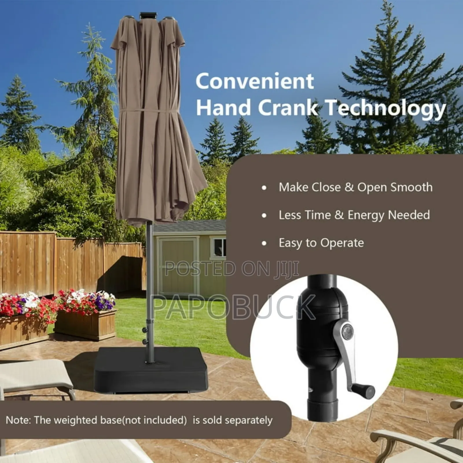 15FT Twin Patio Double-Sided Umbrella 48 Solar Lights