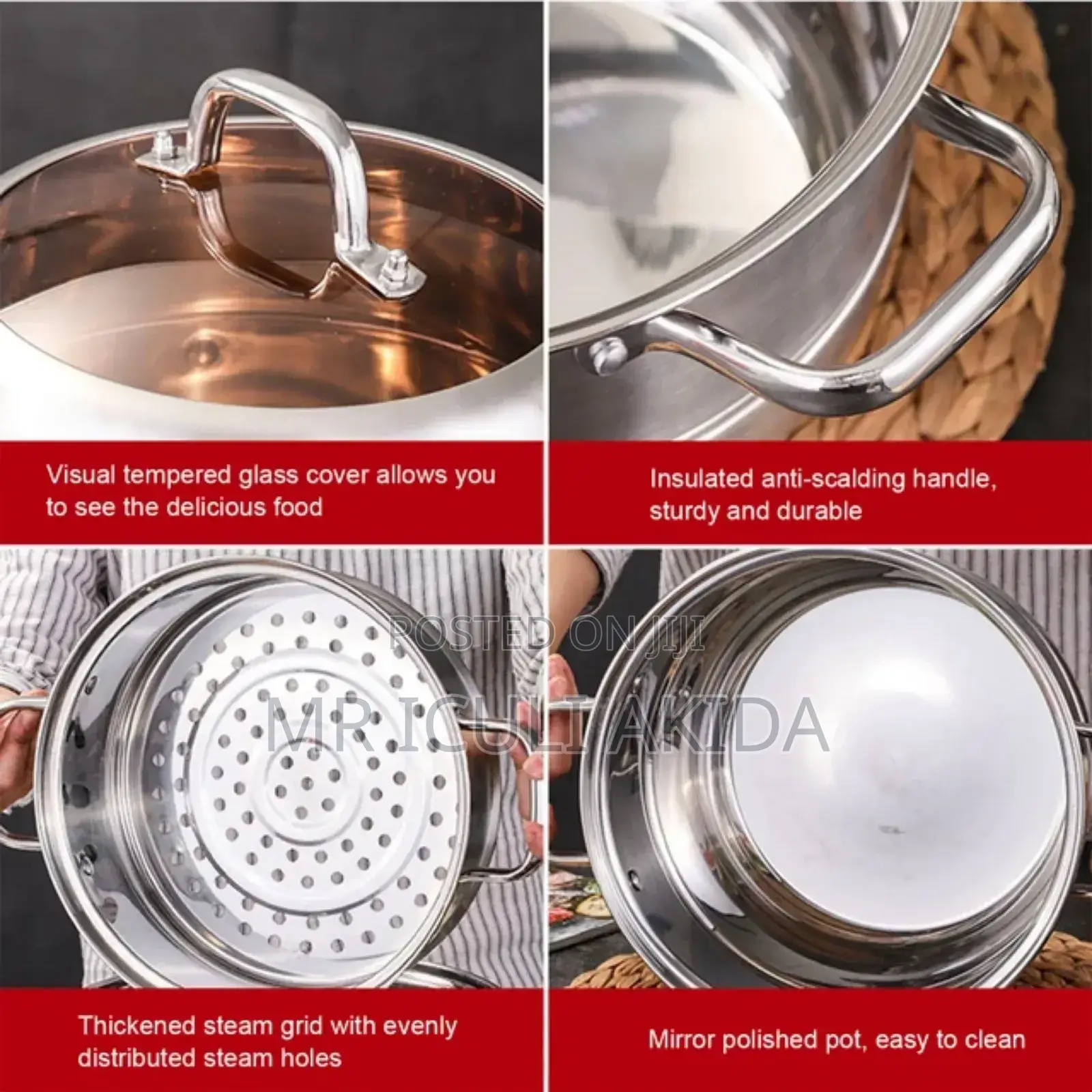 High Polish 28cm 3layer Stainles Steel Food Steamer Pots Set