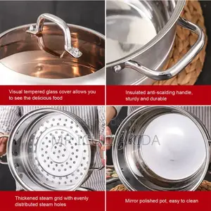 High Polish 28cm 3layer Stainles Steel Food Steamer Pots Set