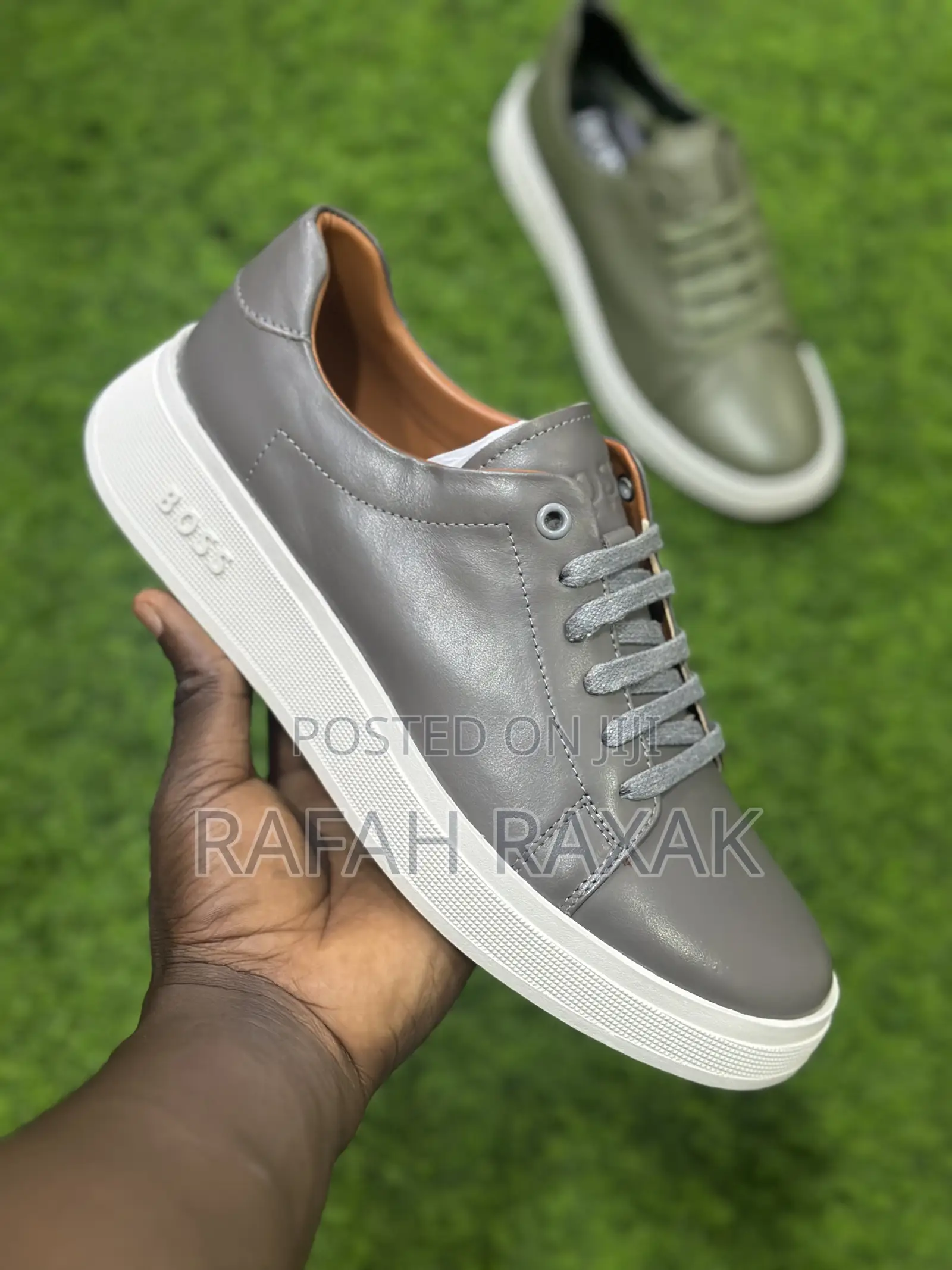 Grey Boss Smart Casual Leather Sneaker Low Shoes