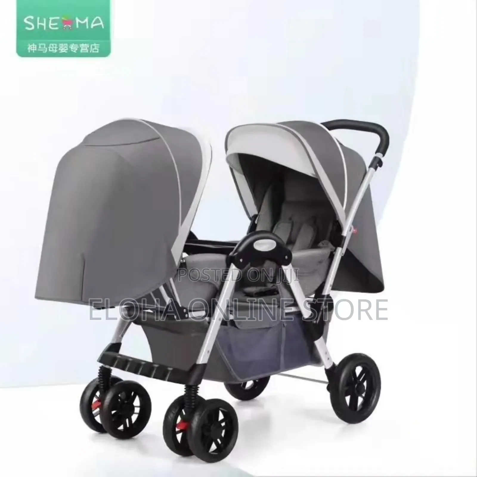 Double Stroller With Adjustable Canopy With Seat /Recliner