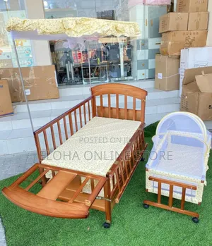 Multifunctional Pine Wood Baby Cot With Mosquito Net