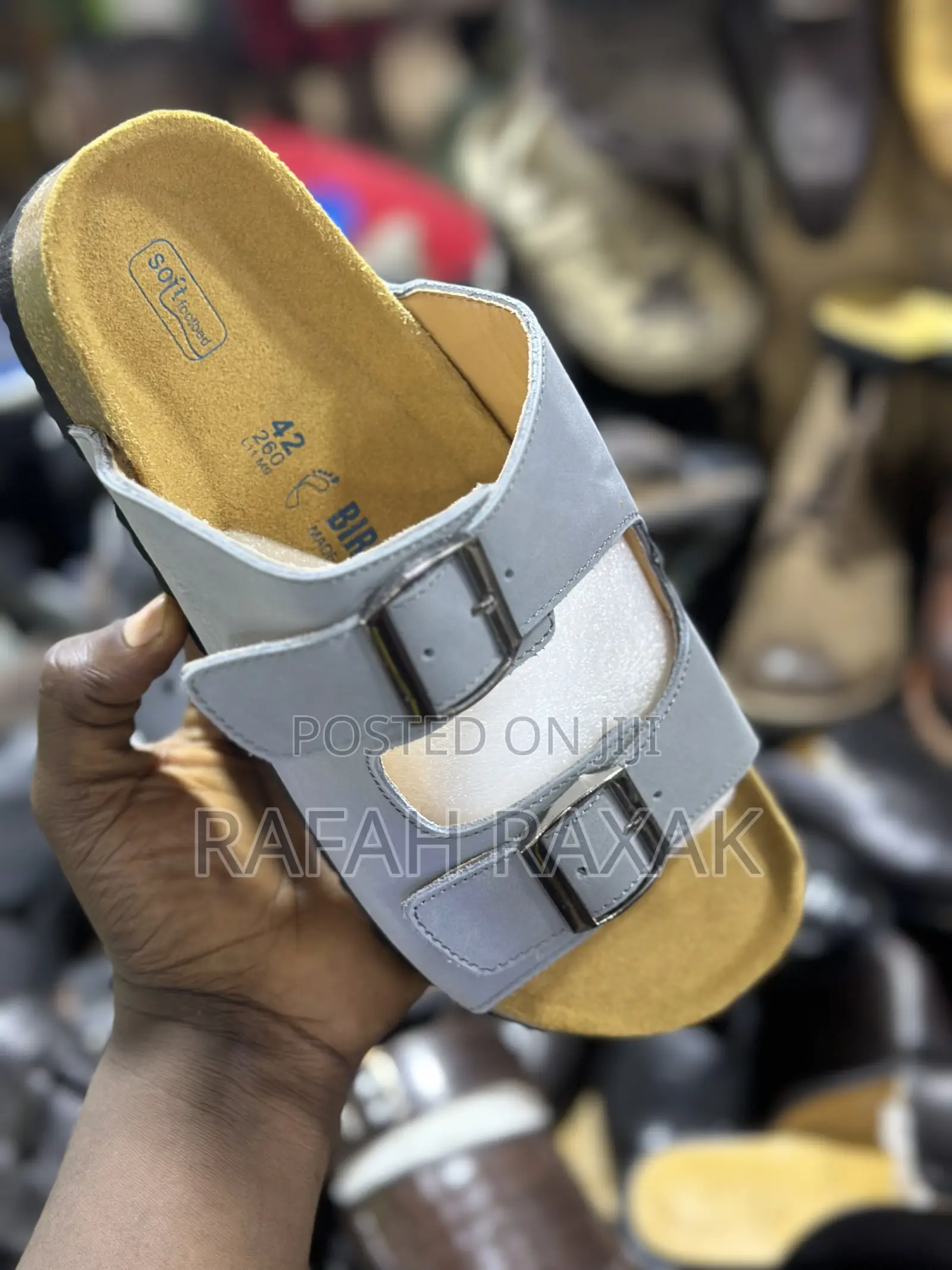Light Blue Leather Birkenstock Arizona 2 Strips Sandals