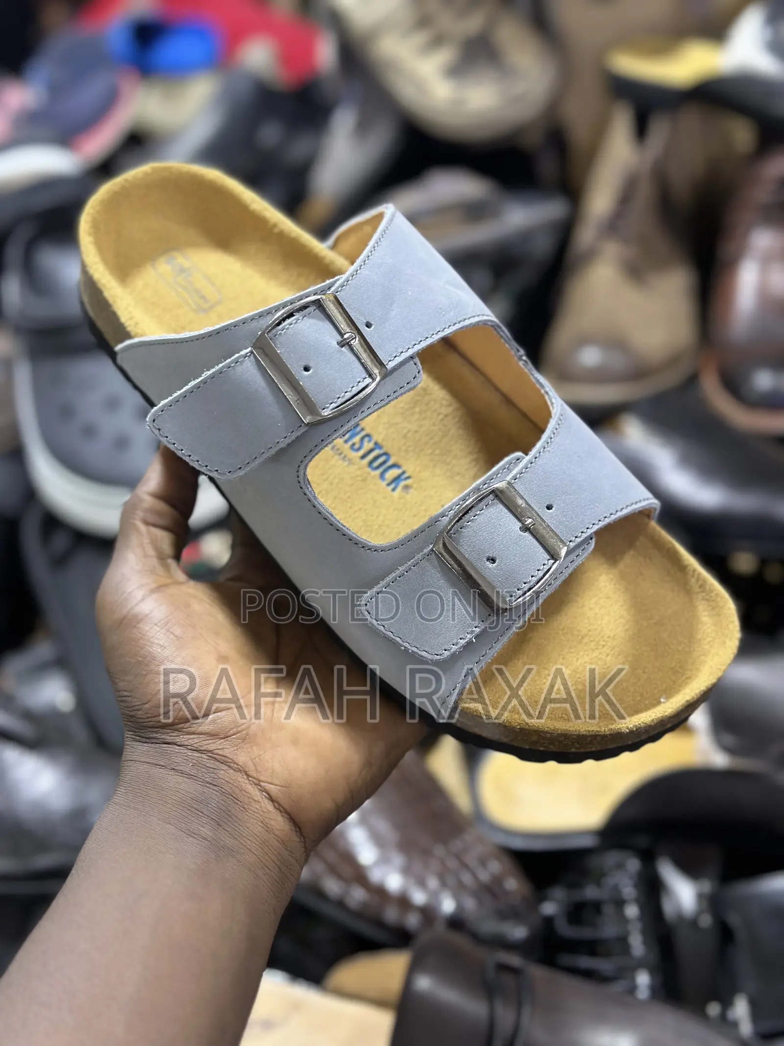 Light Blue Leather Birkenstock Arizona 2 Strips Sandals