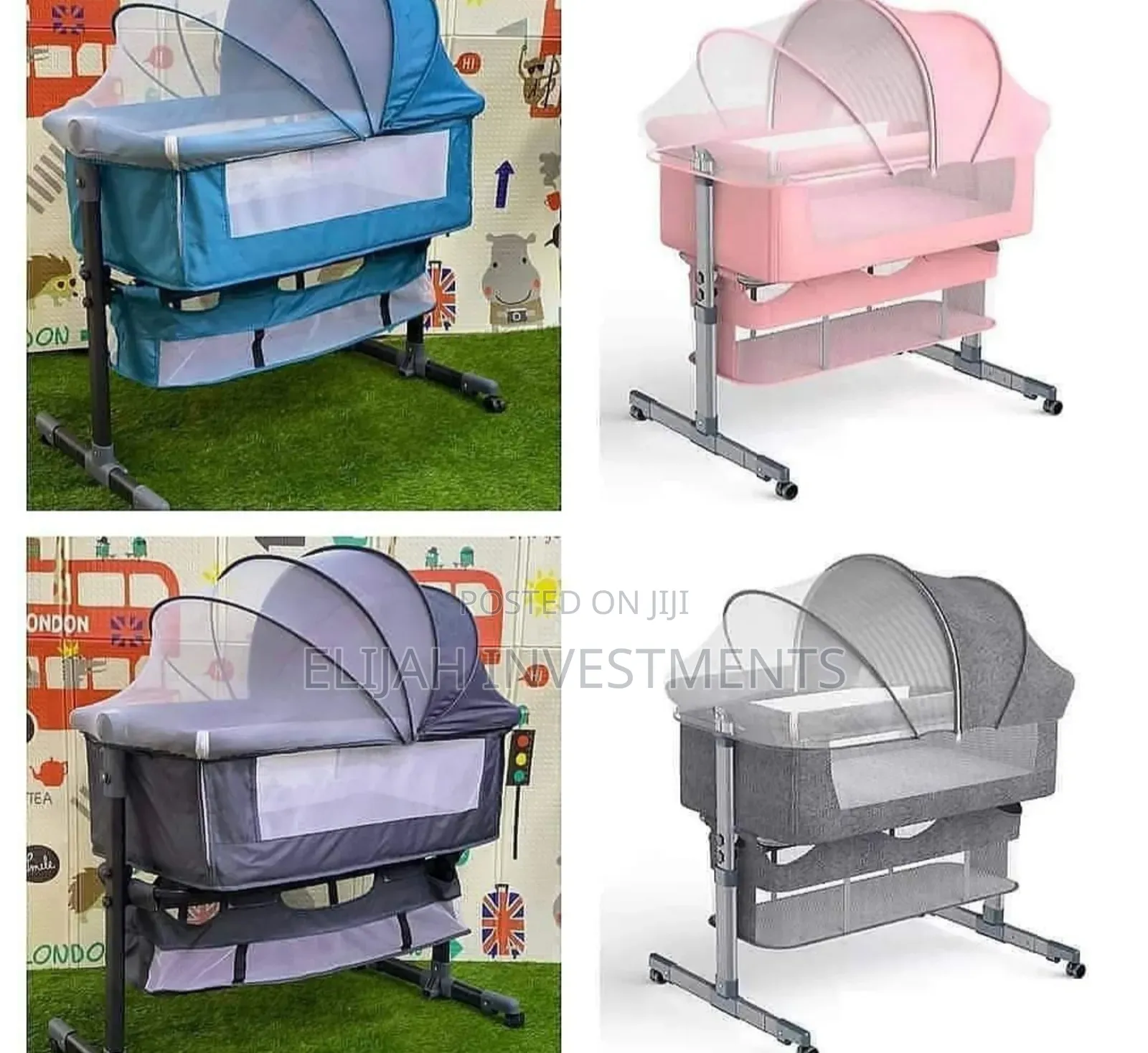 Premium Multipurpose Baby Bedside Crib With Wheels and Nets