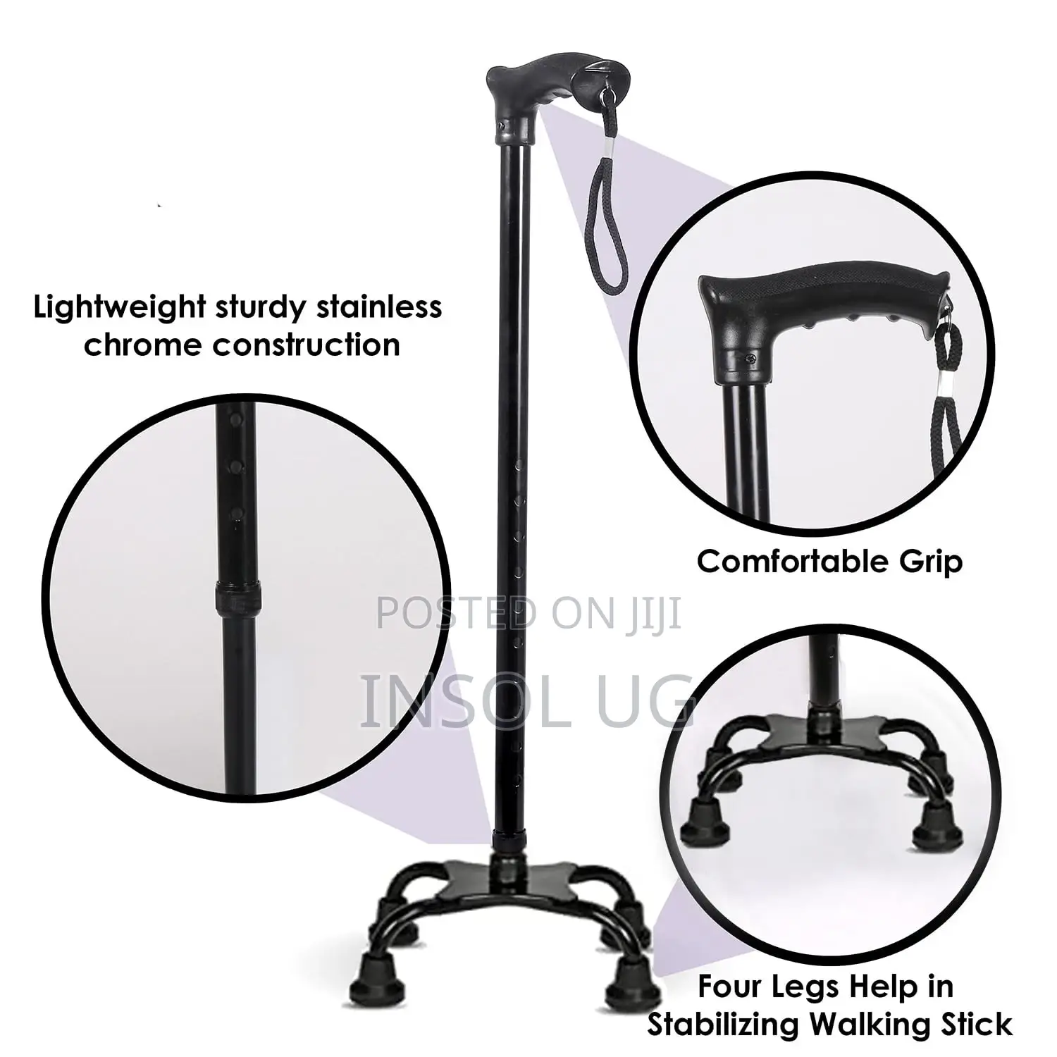 Quadripod 4 Stand Walking Stick for Elderly