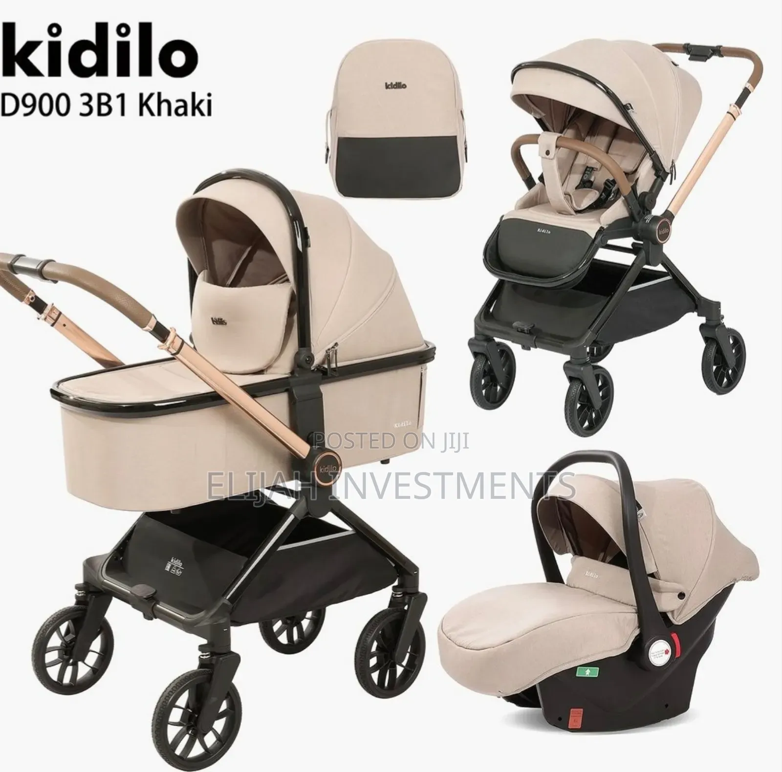 High Quality Kidilo Khaki Reversible Baby Stroller
