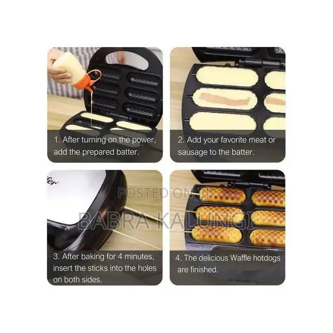 6 Pieces of 800W Electric Hotdog Maker Iron Stainless Steel
