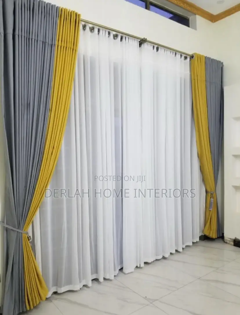 Full Set Curtains of Mix and Match of Yellow and Grey