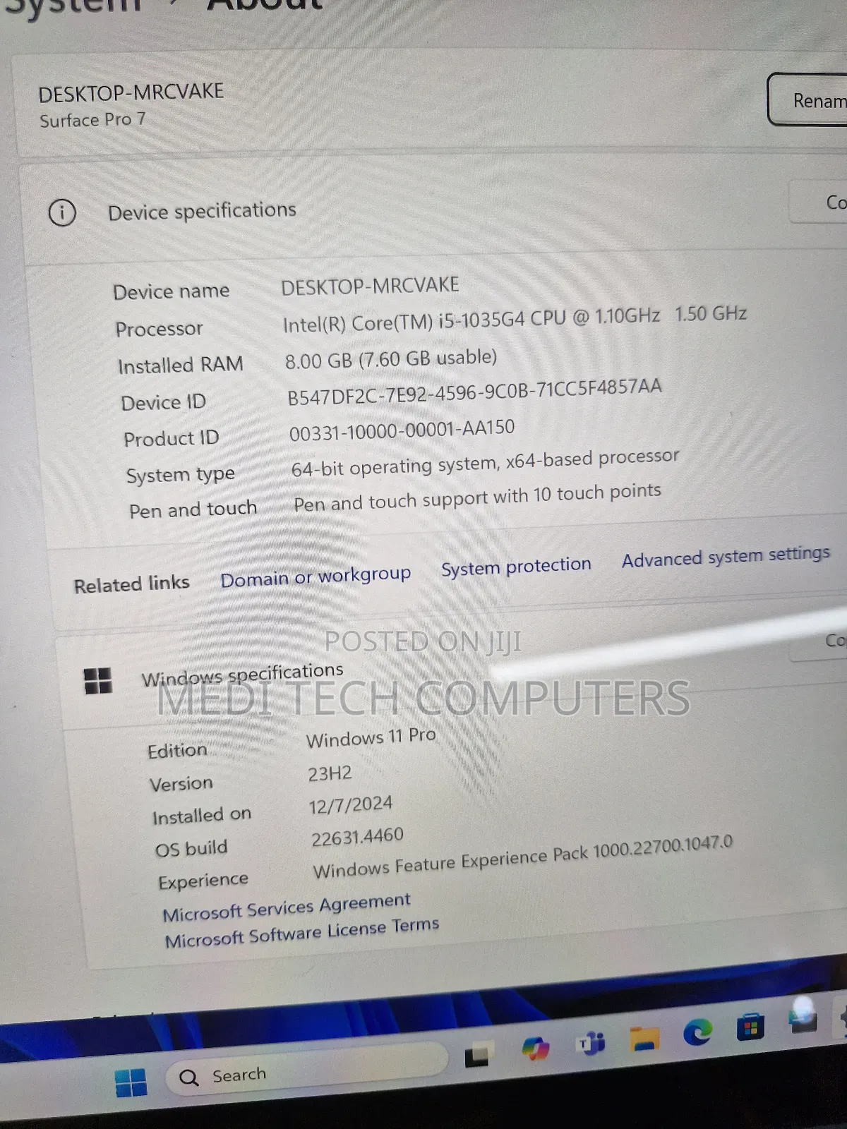 Laptop Microsoft Surface Pro 7 8GB Intel Core I5 SSD 256GB