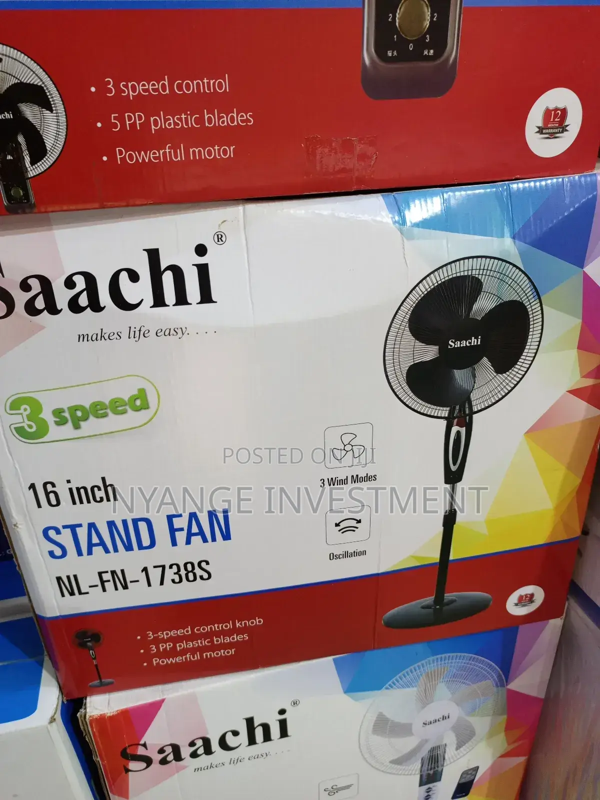 Sachi Stand Fan With 3speed