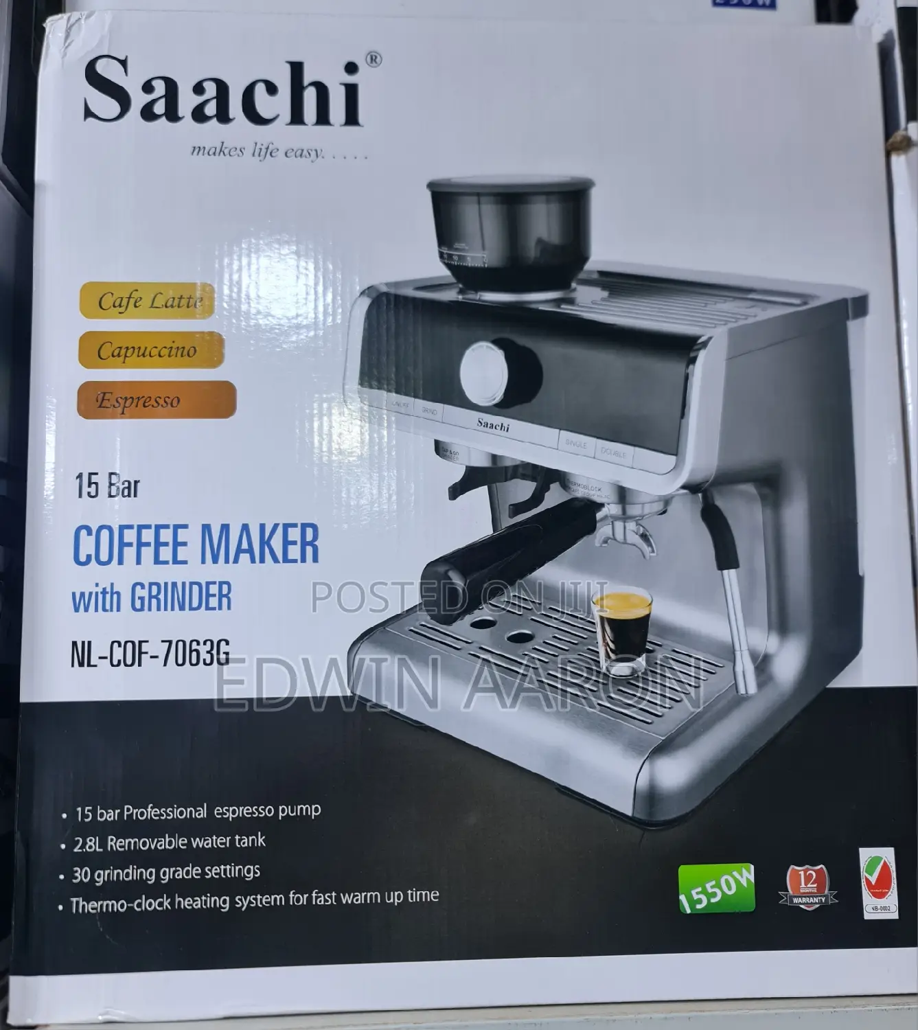 Saachi Coffee/ Espresso Machine 15 Bar