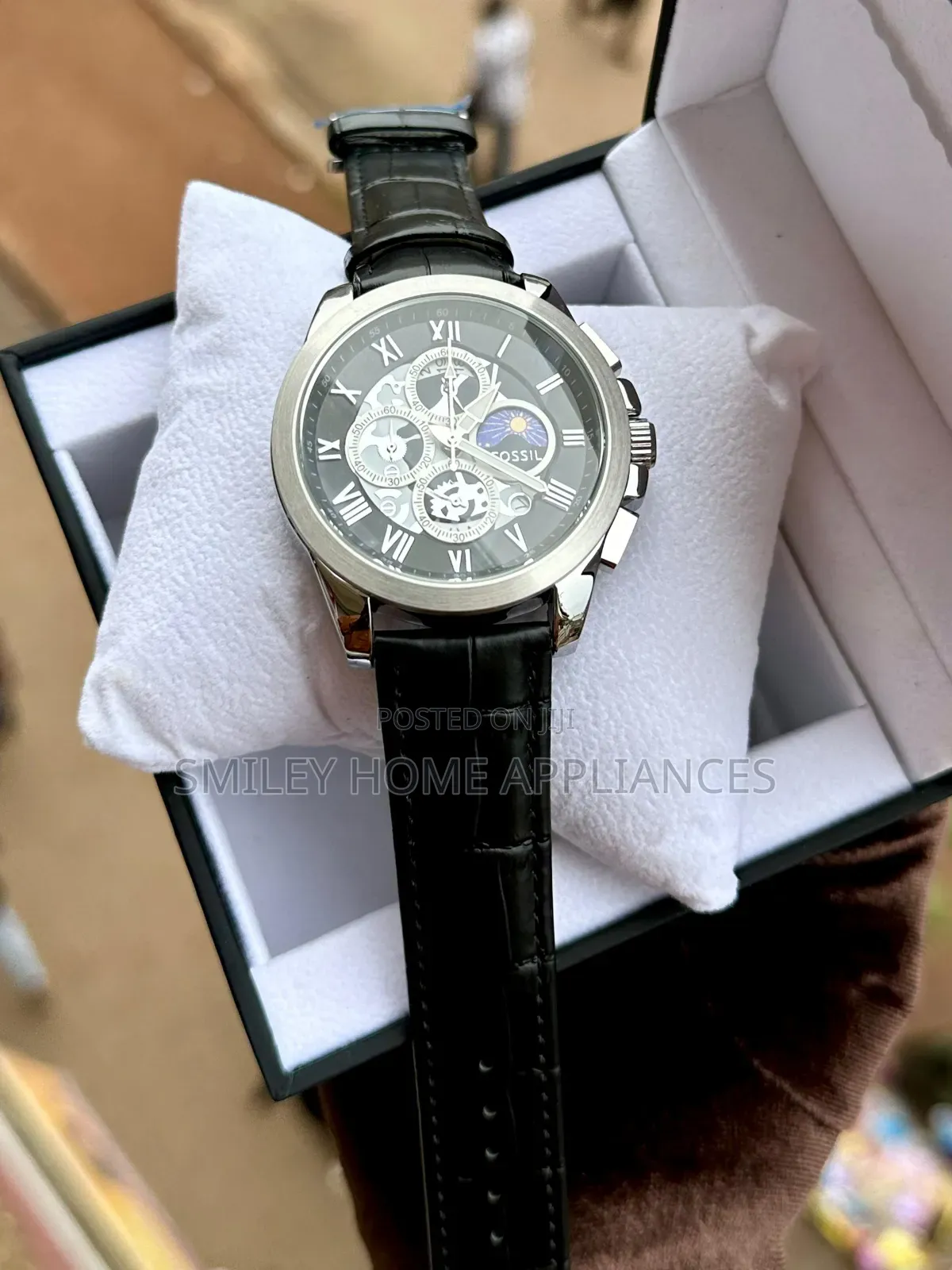 Fossil Black Leather Men's Watch