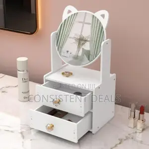 2 Tiers Varnity Makeup Tabletop Mirror Storage