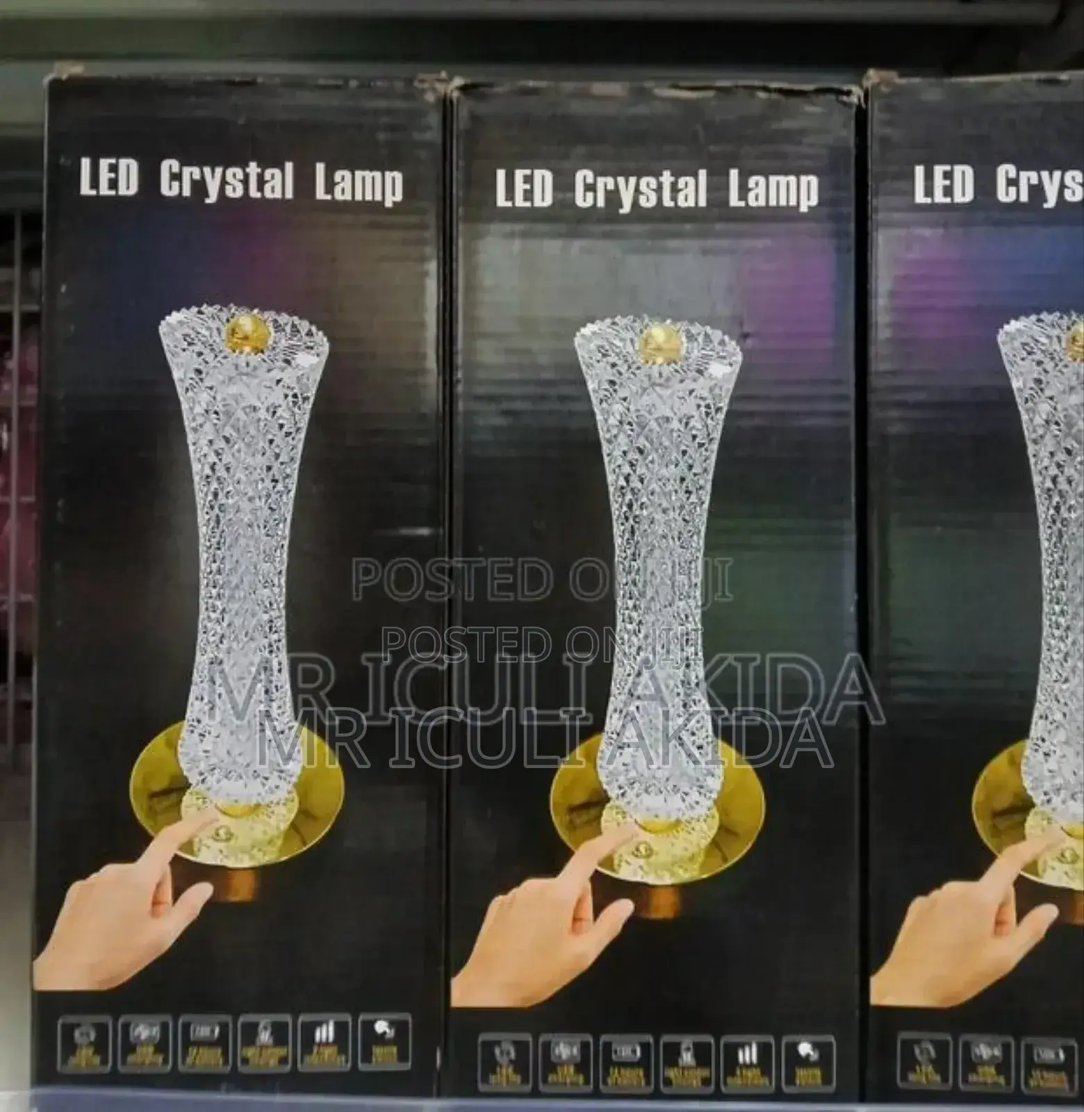 Luxury Home Deco 3color Table Touch Sensor Led Crystal Lamp
