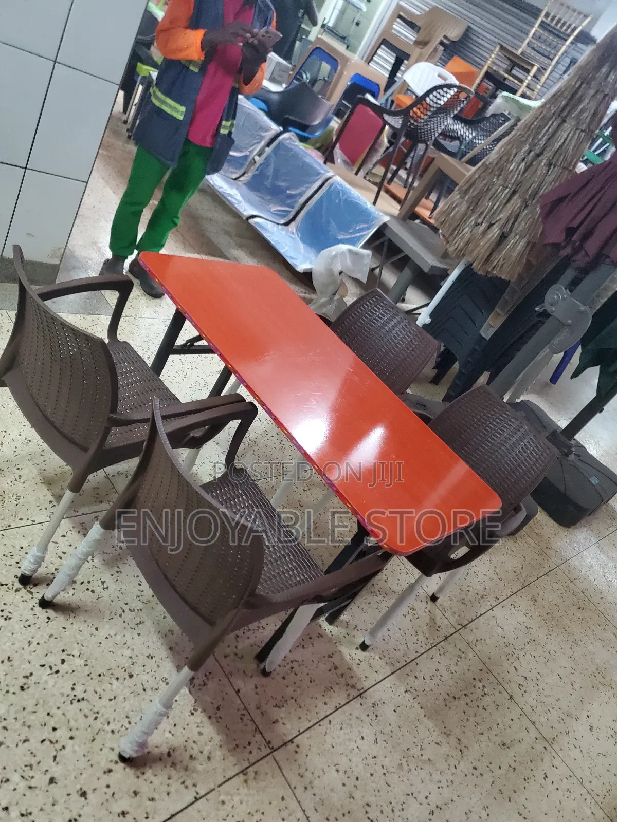 Set of Plastic Chairs and Foldable Table