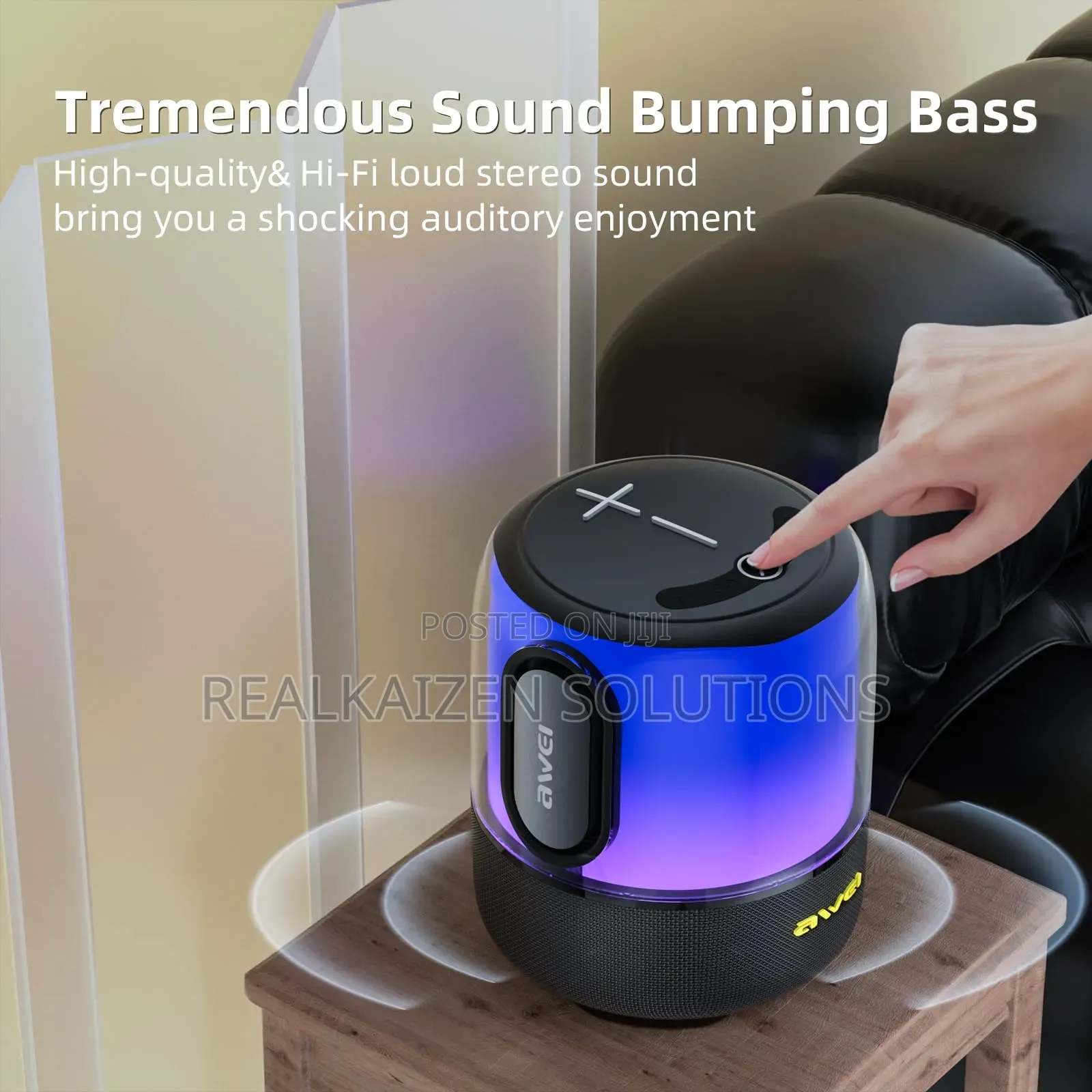 AWEI Phantom Bluetooth Waterproof Subwoofer RGB Speaker 60W