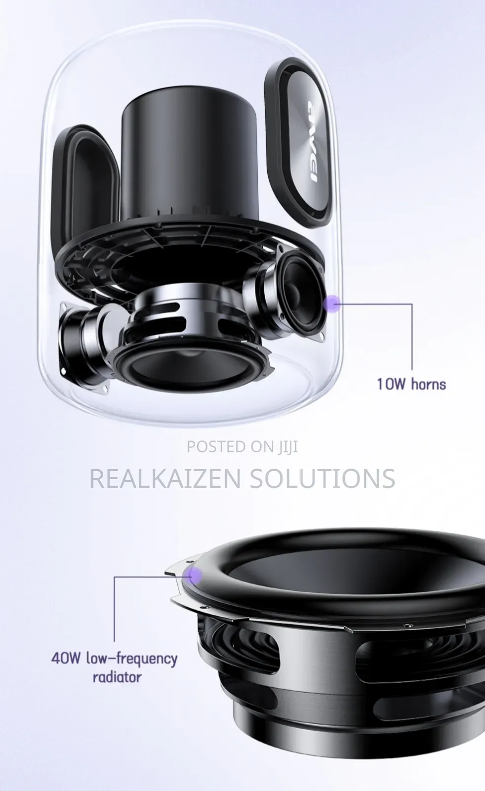 AWEI Phantom Bluetooth Waterproof Subwoofer RGB Speaker 60W