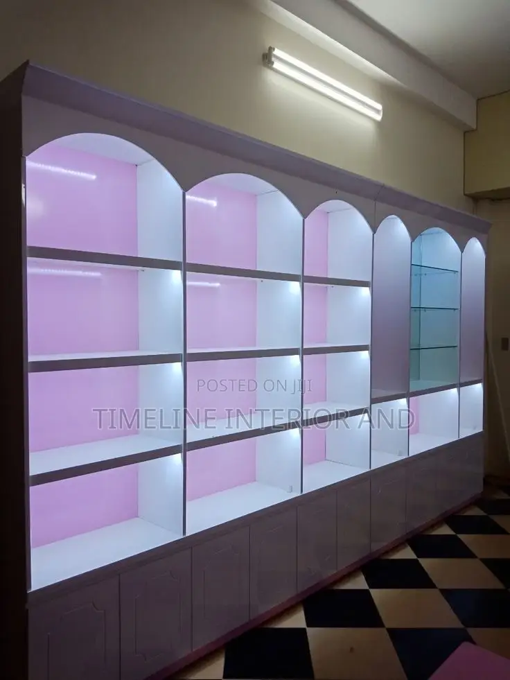 Wooden and Glass Display Shelves
