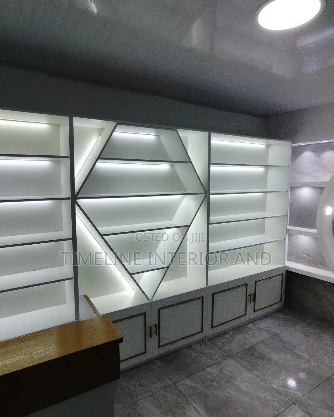 Wooden and Glass Display Shelves