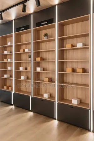Wooded Shelves Items Display