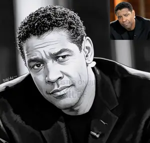 Photo - Denzel Washington's Art Wall Portrait — Let's Draw Yours Too
