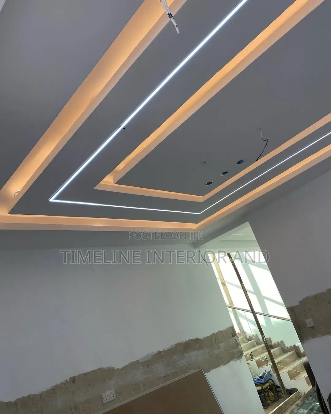 Installation of Gypsum Ceilings With Profile LED Lighting