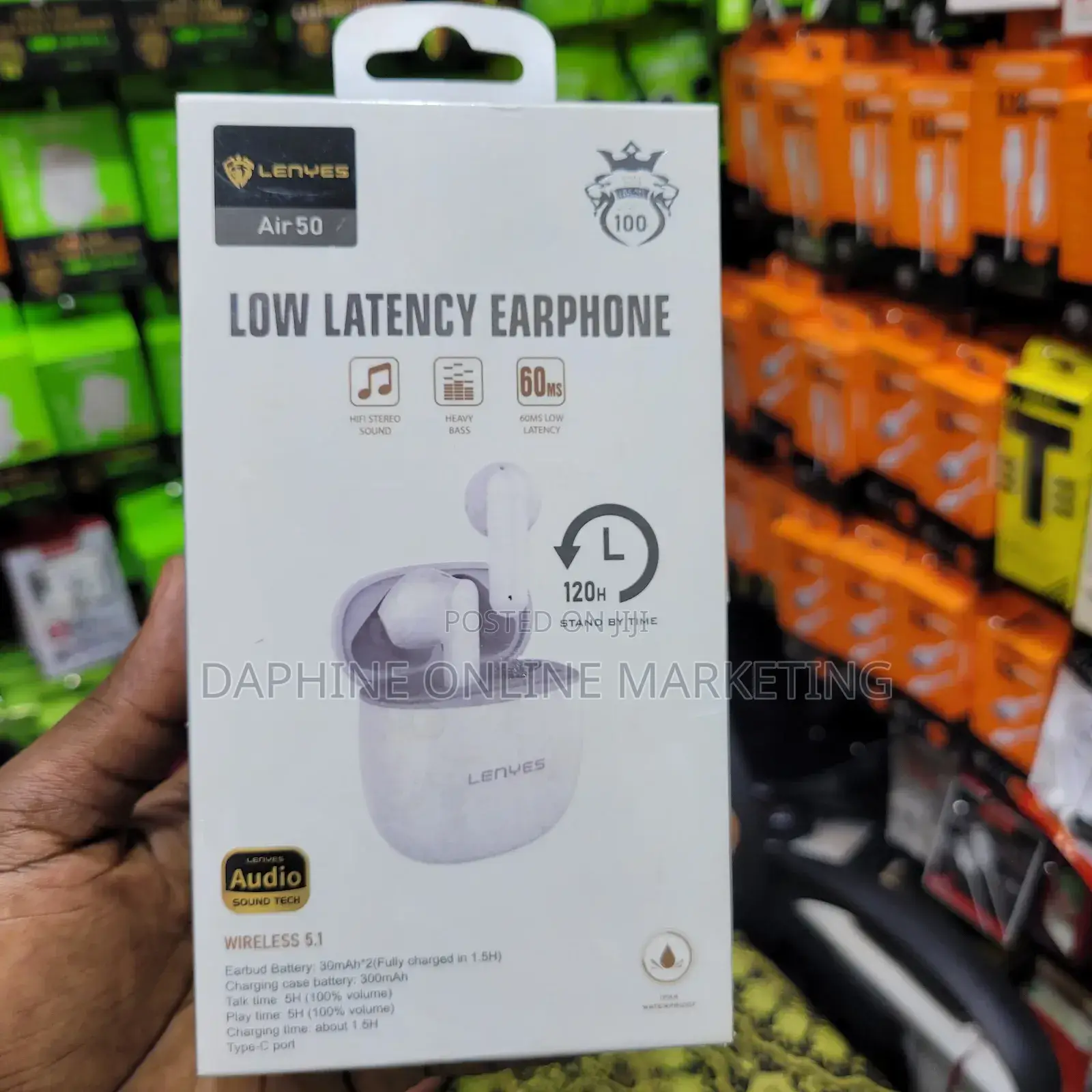 Lenyes Earbuds Air 50/Pure Bass Low Latency Airpods