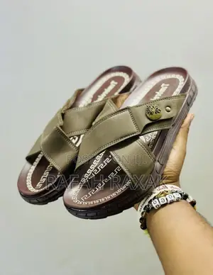 Men’S Brown Timberland Slip-on Cross Leather Sandals